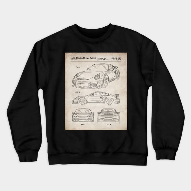 Supercar Sports Car Patent - Car Lover Classic Car Art - Antique Crewneck Sweatshirt by patentpress